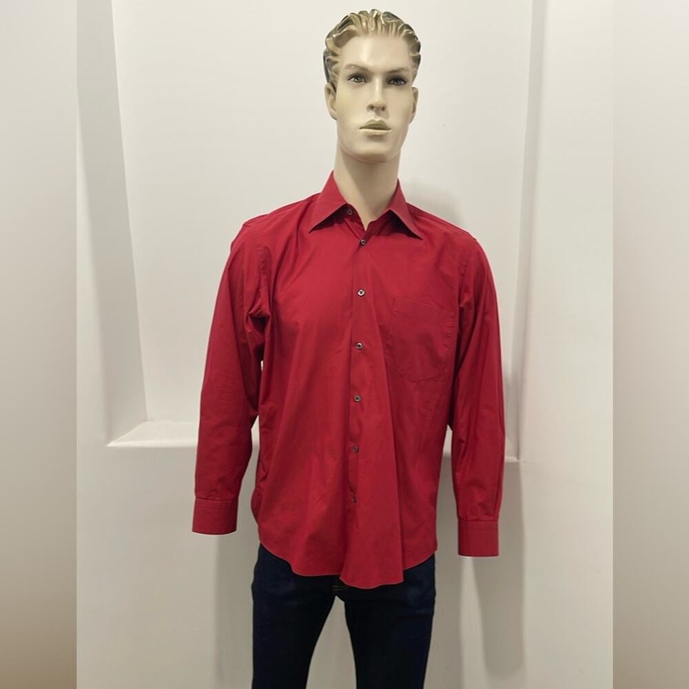 Hugo Boss Red Long Sleeve Men's Shirt Cotton Size 16 - Picture 7 of 7